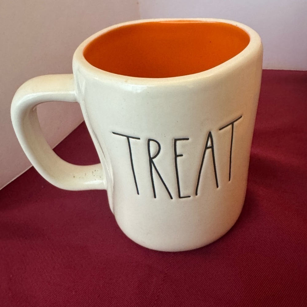 Rae Dunn White/Orange/Black Seasonal Mug “Trick /Treat”